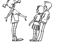 A coloring page of pippi longstocking